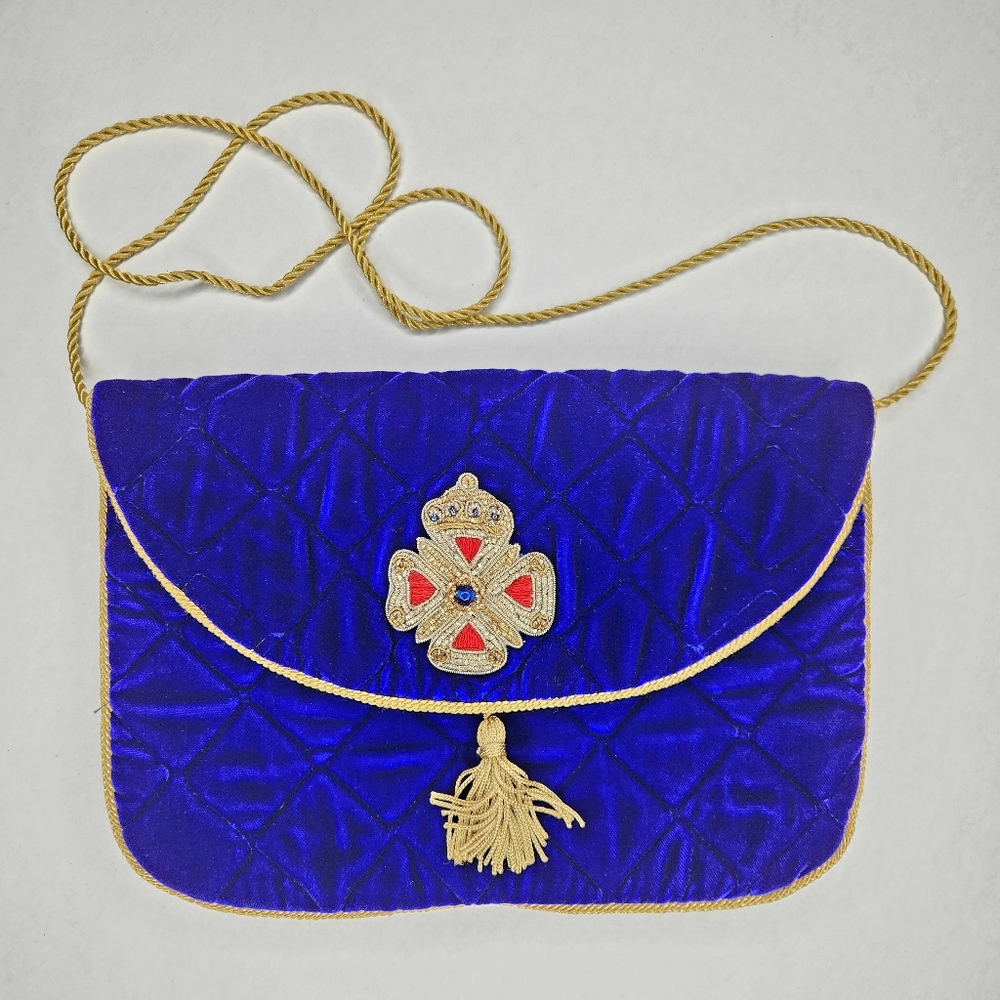 Vintage Royal Blue Quilted Velvet Evening Bag